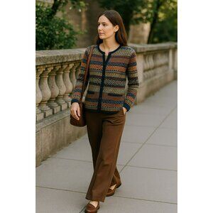 Rosanna Womens 8 Multicolor Wool Button Up Cardigan Sweater